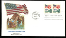 YOSEMITE NATIONAL PARK EL CAPITAN  1988  FLEETWOODcachet coil pair fdc UNADDR