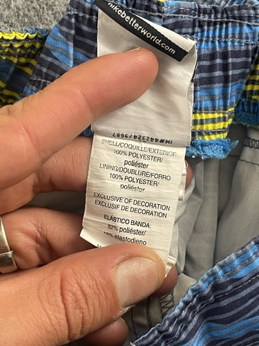 NIKE Boys Board Shorts Large 12 13 Years Blue Striped Swim Trunks Beach N327 - Picture 5 of 8