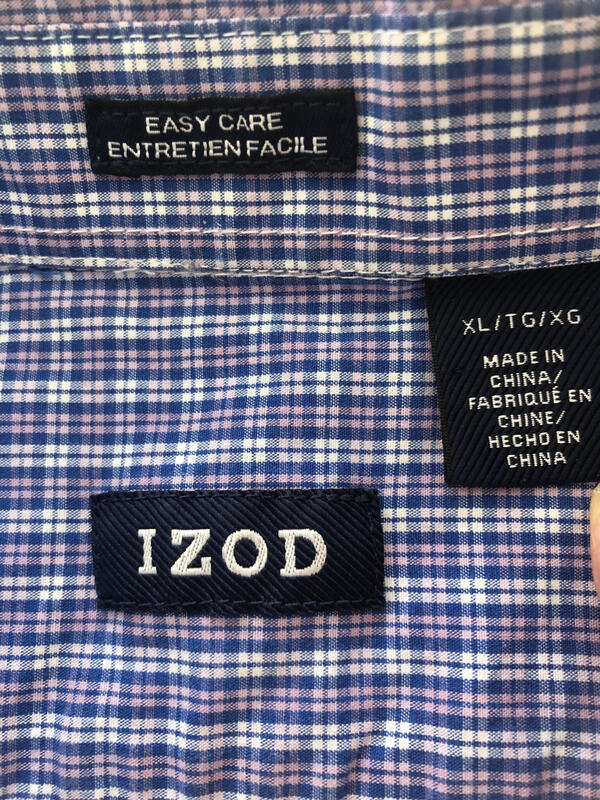 IZOD  EUC Button-Down Blue White Check Cotton  XL - image 3
