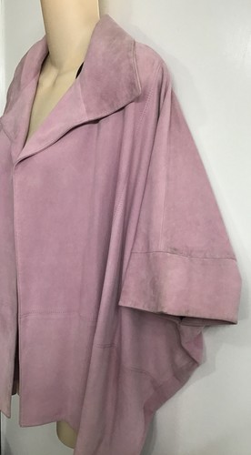 Josie Natori Jacket lavender goat suede Collar Short Cape NWT $1200 size M - Picture 5 of 12