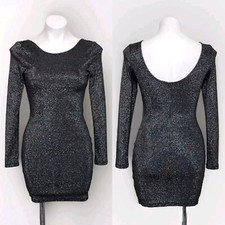 H&M Divided Glittery Grayish Black Backless Stretchy Bodycon Cocktail Dress US4