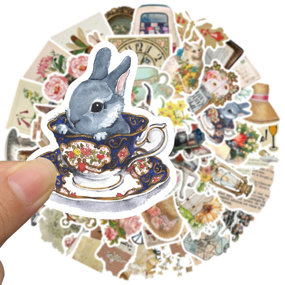 PQLQ 100 stuks vintage stickers, esthetische stickers, waterdichte vinylstickers voor waterflessen, verzamelalbums, laptops, telefoonhoesjes, tienermeisjes, volwassenen, vintage cadeaus
