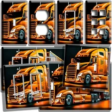 ORANGE ILLUMINATED AMERICAN TRUCK LIGHT SWITCH OUTLET WALL PLATE GARAGE HD DECOR