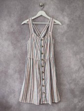 SO Mini Dress Womens Juniors Small Blue Stripe Strap Fit and Flare Button Up