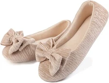 Women's Lightweight Ballerina Slippers Bow-knot Ladies Soft House shoes Size