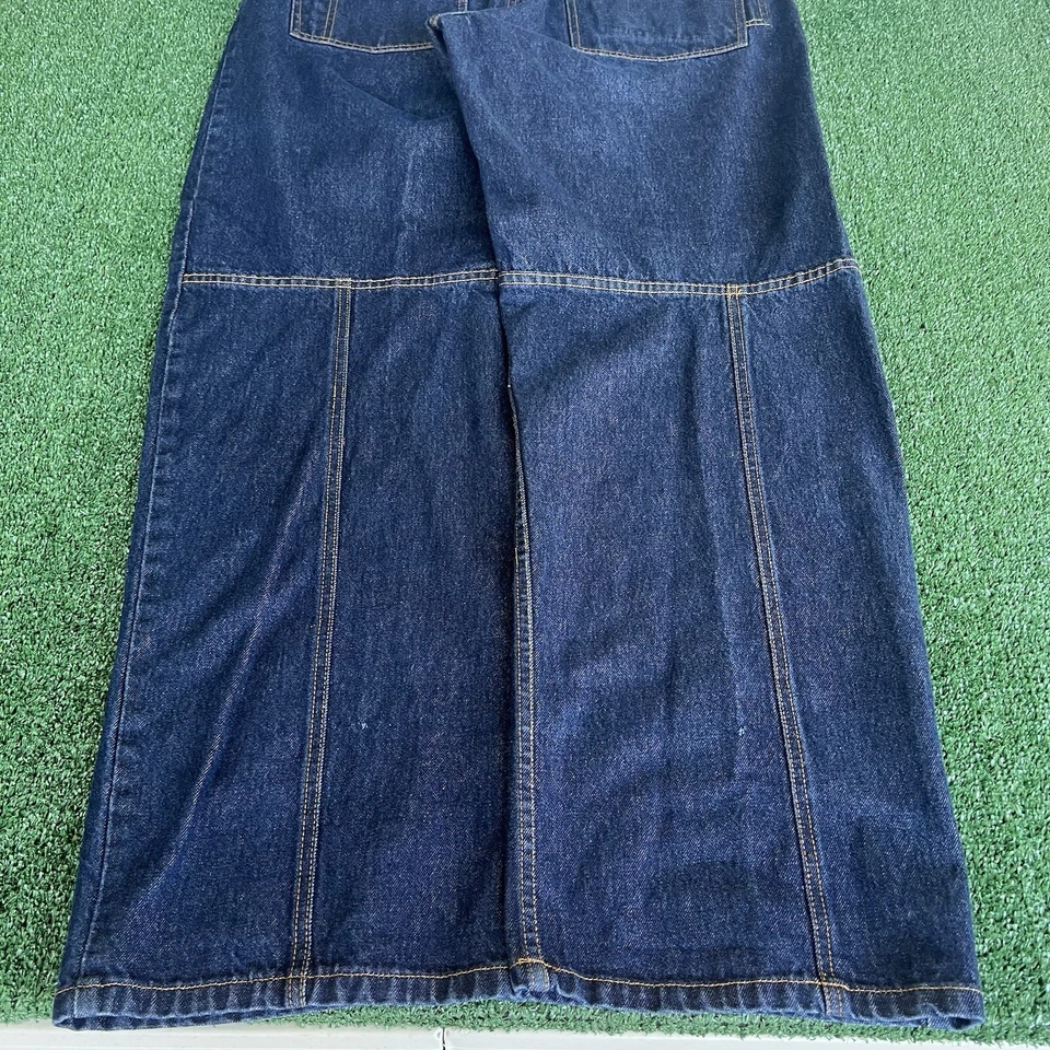 Vintage Y2K Sean John Baggy Wide-Leg Dark Blue Jeans 39x34.25" 21" Openings - Image 3 of 4