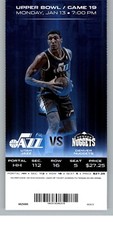 Denver Nuggets vs Utah Jazz 1/13/2014 Full Ticket - Alec Burks 34 Points