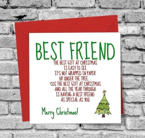 Merry Christmas Best Friend Gift Greetings Card Funny Love Family Tree  Paper | Ebay