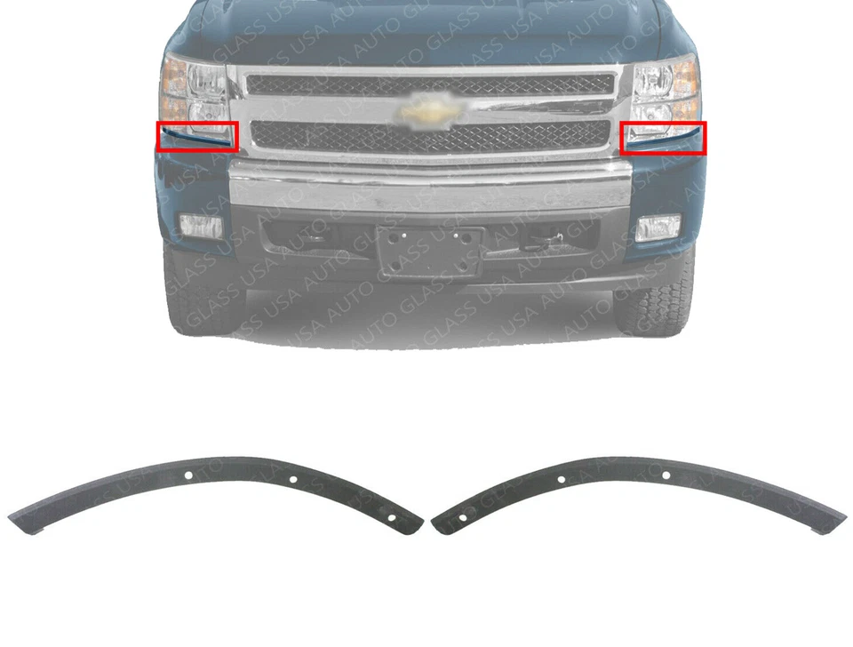 2 Front Bumper Headlight Fillers Primed For 2007-2013 Chevrolet Silverado 1500 - Изображение 2 из 4