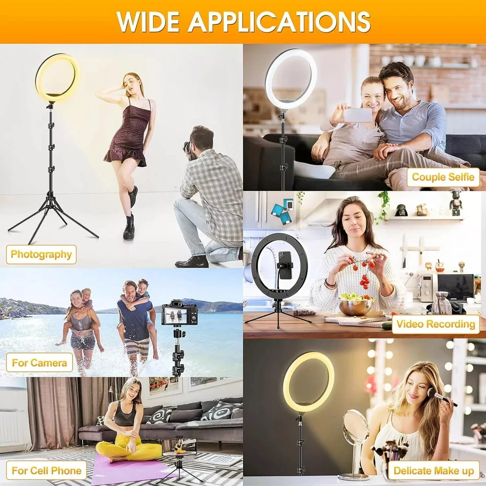 12'' LED Selfie Ring Light with Tripod Stand & Mobile Phone Holder Makeup Live - Image 4 of 4