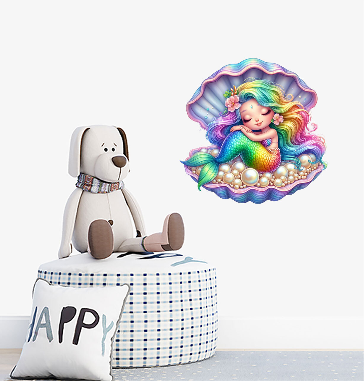 Rainbow Sleeping Baby Mermaid Wall Art Bedroom Decor Vinyl Sticker Decal 6 Sizes eBay