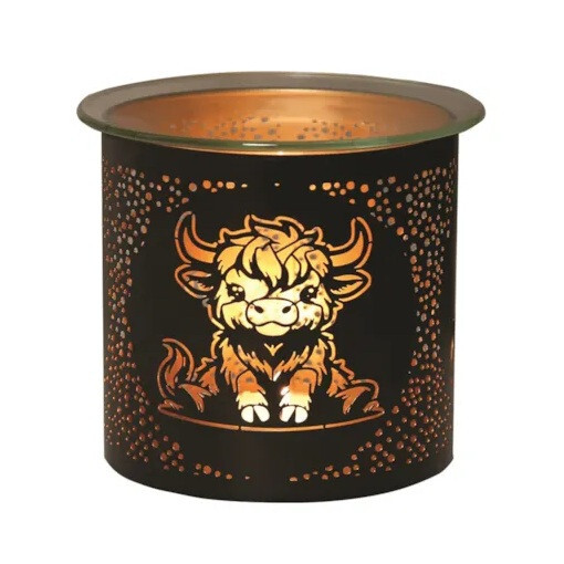 Cow Tea Light Oil Burner Glass Wax Melt Warmer Metal Candle Holder Gift Idea