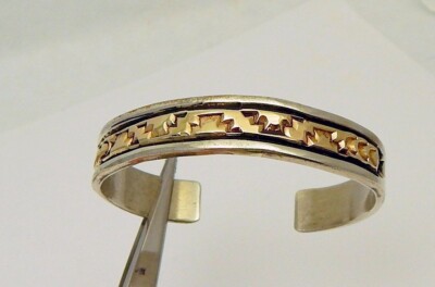 Chimney Butte Sterling 14K Gold Cuff Bracelet Native American Free Ship