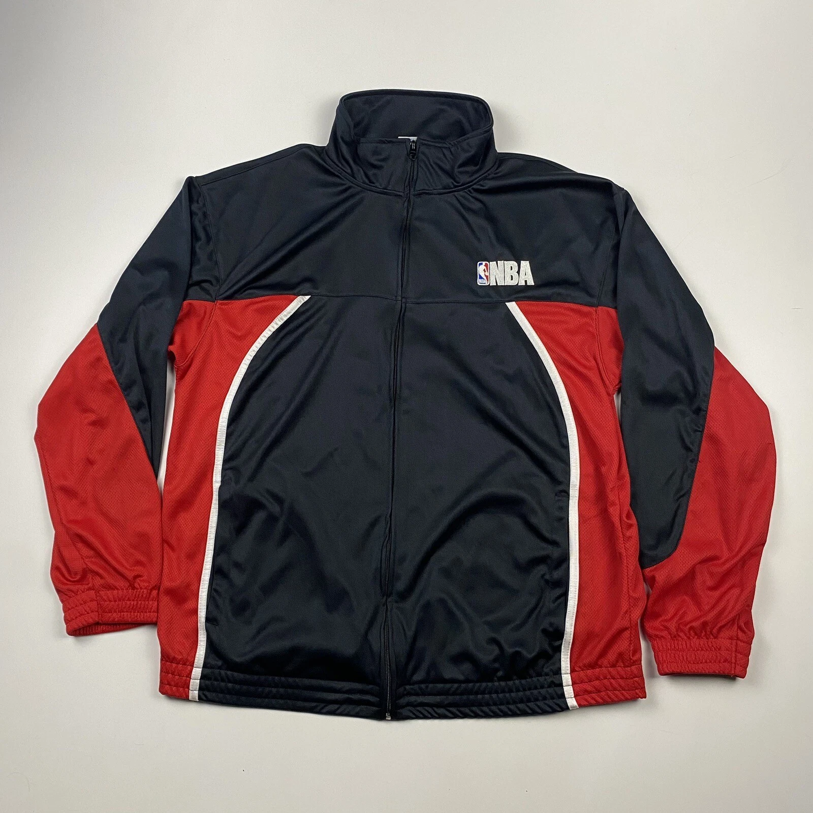 NBA Elevation Red Black Long Sleeve Full Zip Pocket Jacket Size Men's Large