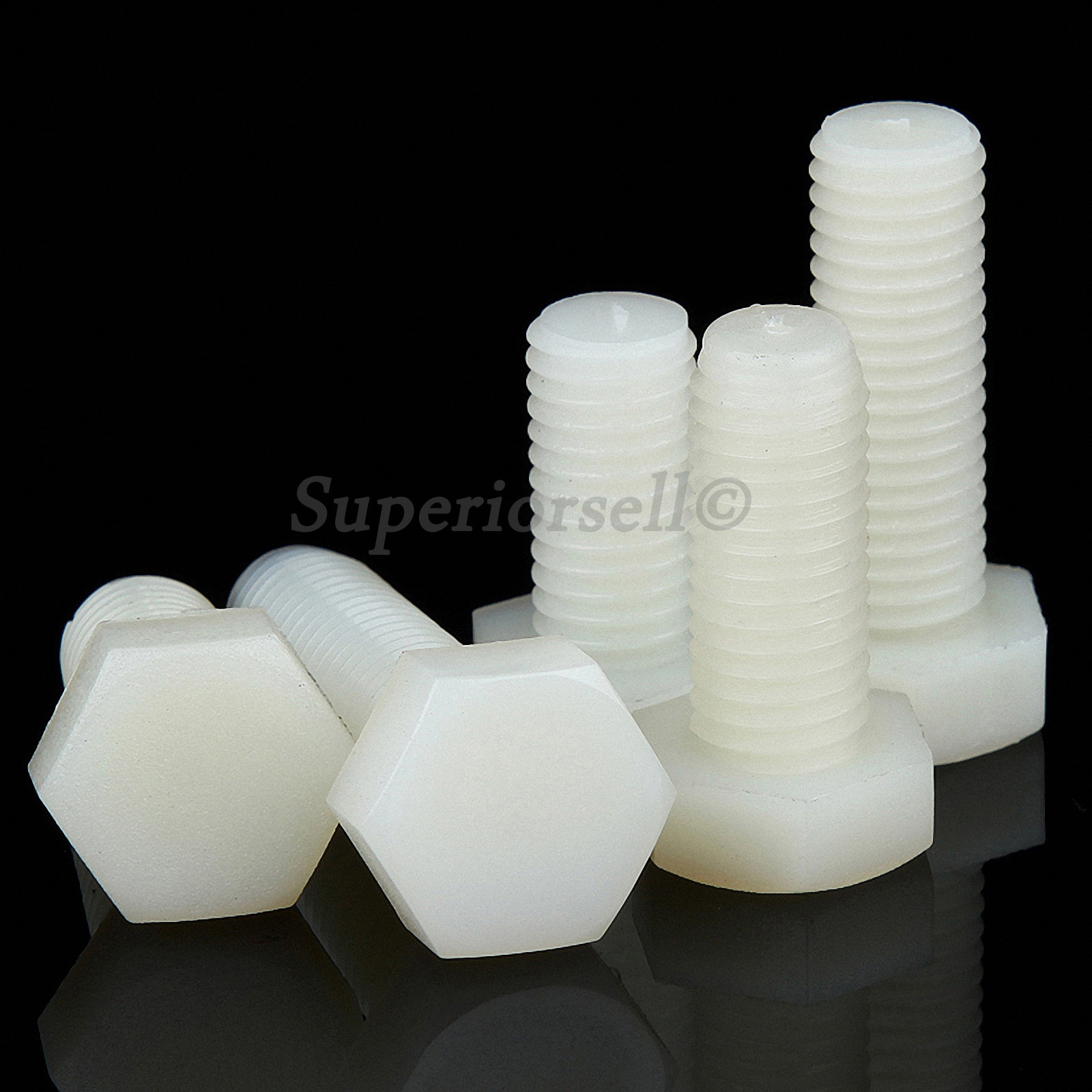 Vis à Tête Hexagonale En Nylon/Plastique Blanc - M3 à M20 - Norme DIN933