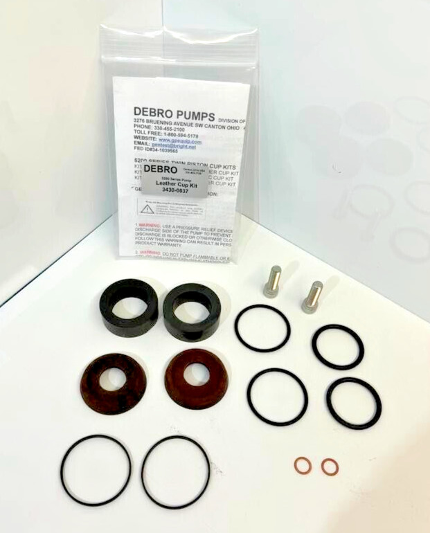 HYPRO or DEBRO 5200 Series Piston Pump 3430-0037 Leather Cup Kit w/ 1440-0005