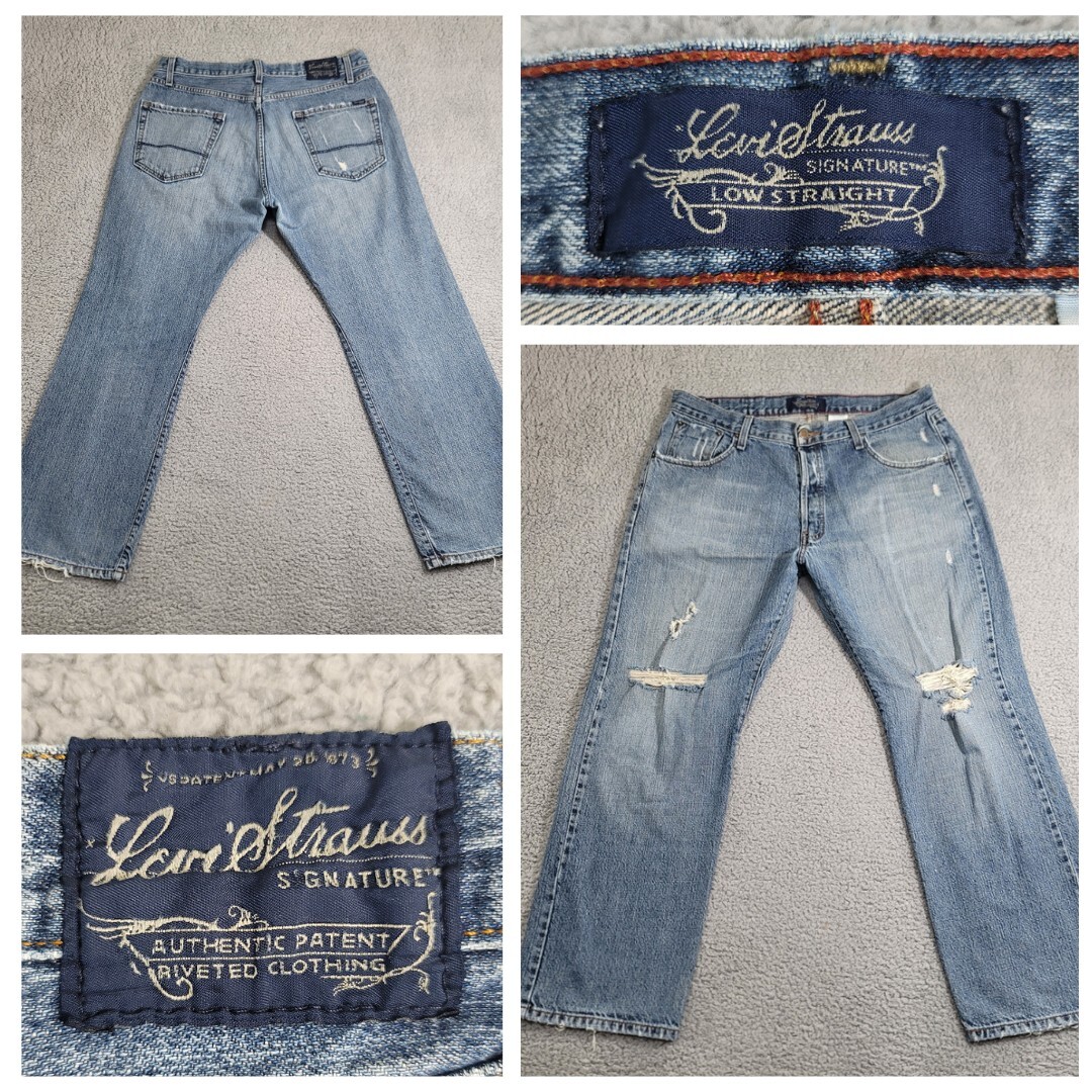 Levi Strauss Signature Jeans Mens 34x30 Blue Low Straight