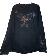 Hot Leathers Ride Free Live Free Long Sleeve Graphic Tee Shirt Men’s Size  2XL