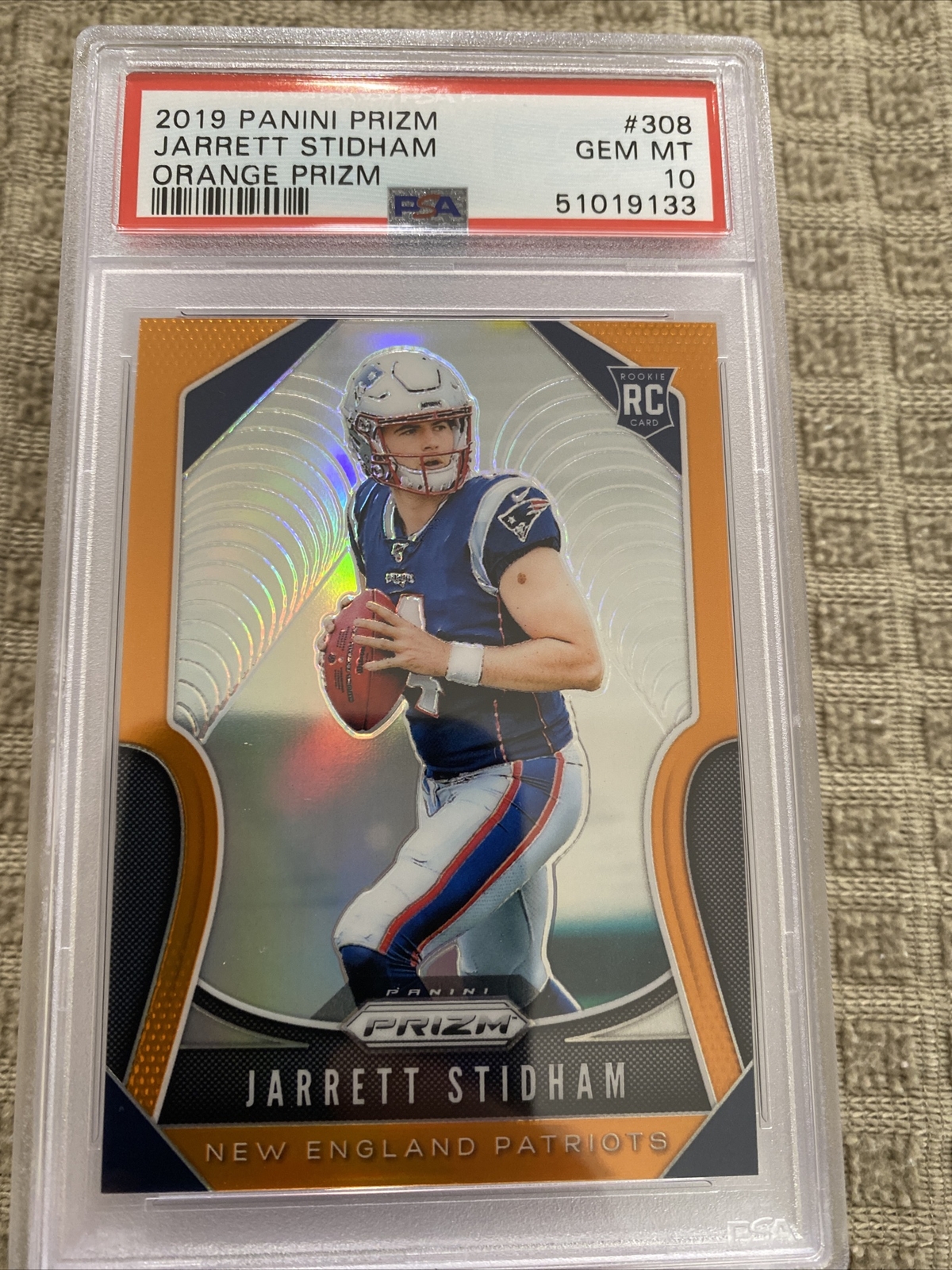 PSA 10 Gem JARRETT STIDHAM 2019 PANINI PRIZM ORANGE 202/249 ROOKIE RC #308