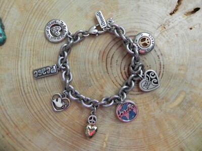 Brighton~PEACE Charm Bracelet up to 8 1/2
