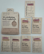 8PC Kitsch Beauty Bar Bag & XL Exfoliating Body Washcloth ~ FAST SHIPPING ~ NEW