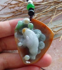 Certified Red Burma Natural A Jade jadeite pendant Frog Toad Coin 招财蟾 551906