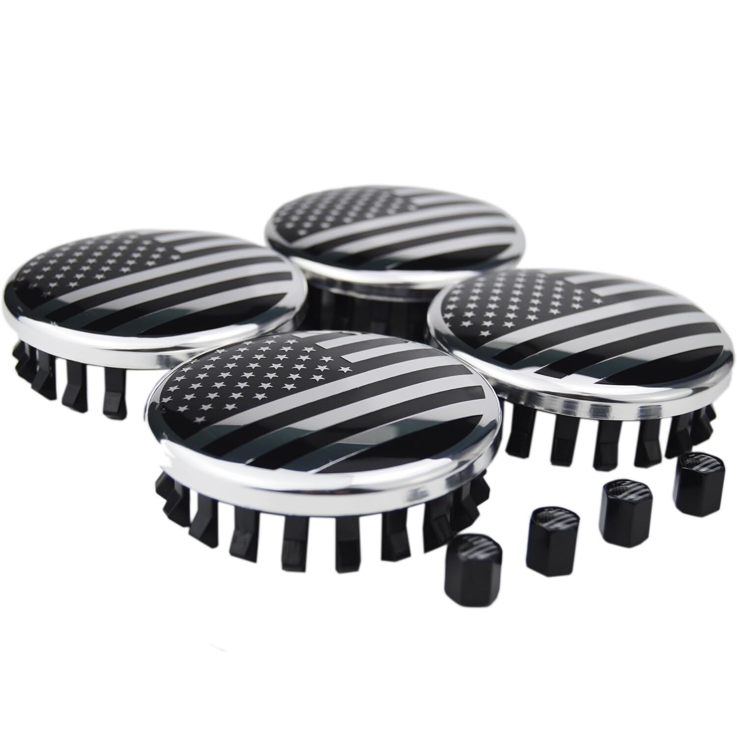 83mm US Flag Wheel & Valve Caps for Chevy Silverado 3.25