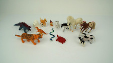 Bag of 14 Toy Animals; Farm animals, dinosaurs, horses, Dogs, Others