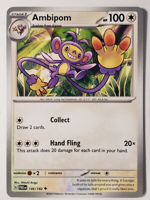 Ambipom 146/182 NM / M - Paradox Rift Pokemon Card - Hitoshi Ariga