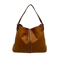 Michael Kors Brown Leather Astor Studded Hobo Shoulder Bag