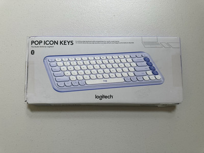 Logitech POP ICON Keys Wireless Bluetooth Keyboard Lilac and White. NO DONGLE.