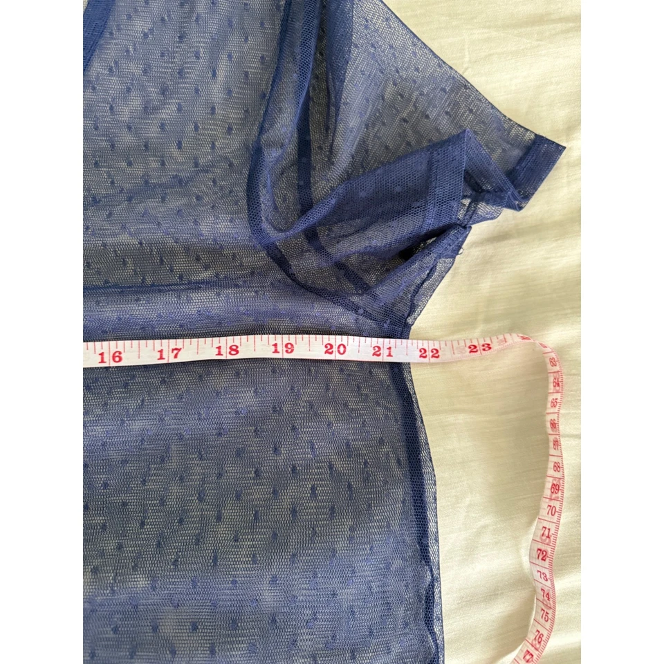 Blusa para mujer Fossil azul de malla punteada manga corta talla L Y2K gótica Foto 3 de 4