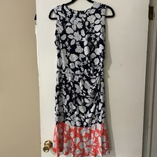 Eliza J Blue White Coral Sheath Dress Size 10