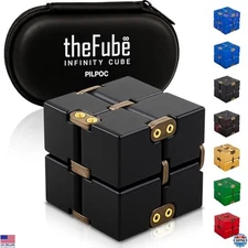 PILPOC theFube Infinity Cube Fidget Toy - Premium Aluminum Stress Relief, Black