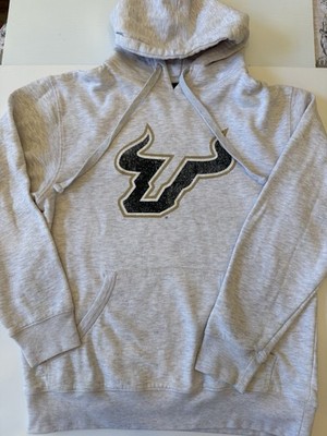 USF South Florida Bulls Adult Size Medium Heathered Light Gray Hoodie With Logo