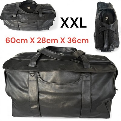 Vintage Leder Reisetasche Schwarz weekender Black Leather Travel Bag