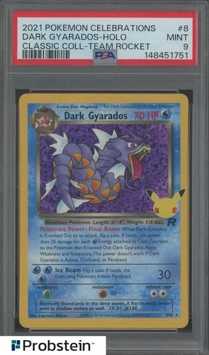 #2 2021 Pokemon Celebrations Classic Team Rocket #8 Dark Gyarados Holo PSA 9