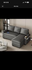 Corner Sofa Bed, L/U-Shaped Sleeper Sectional Couch Bed with Adjustable Backrest