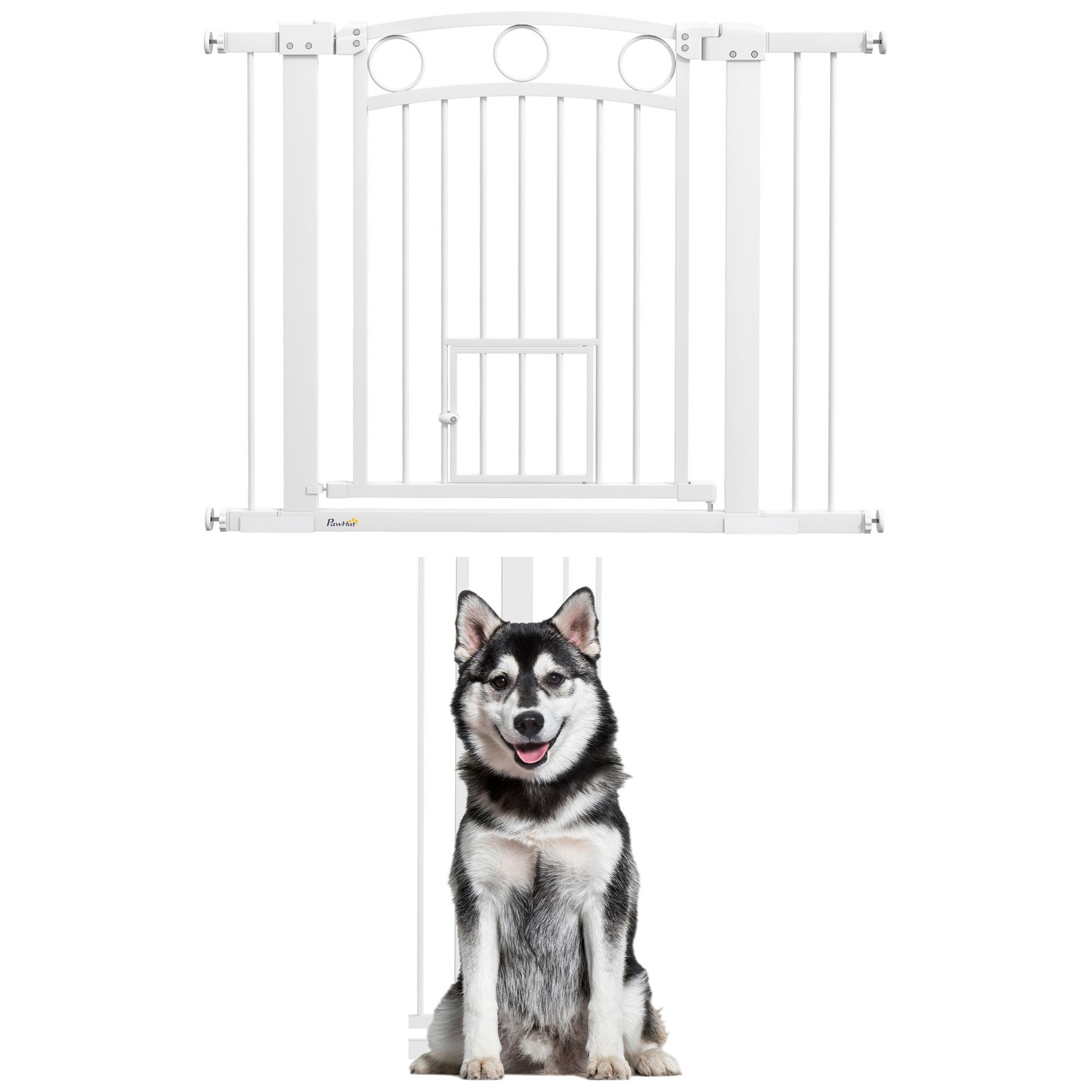 Cancelletto Cani PawHut Bianco Estensibile 76-104cm | Design e Tenuta