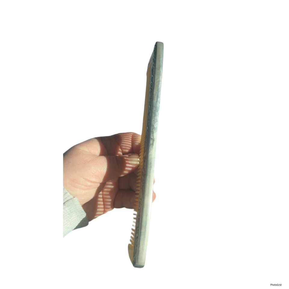 Vintage Silver Plated Celluloid Comb with Ornate Floral Design Vanity 7.25” - Image 3 of 3