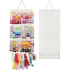 Bow Holder Organizer for Girls - Hanging Hair Accessories Storage for beige
