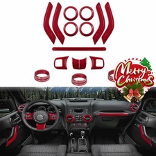 15 PCS Full Set Interior Decoration Trim Kit For Jeep Wrangler JK JKU 2007-2018