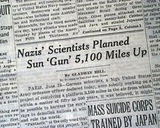 SUN GUN Heliobeam Death Ray Orbital Weapon Nazis Scientists 1945 WWII Newspaper