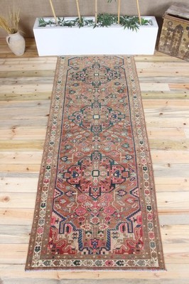 Vintage Runner Rug 3,3x8,6 ft, Brown Pink Floral Rug