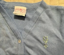 Petit Ami Girls 2T Lt Blue Cardigan Button Up Sweater Flower Embroidered