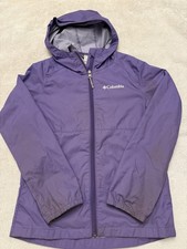 Columbia Kids Hooded Windbreaker Jacket Purple Size S Full Zip Nylon Outdoor
