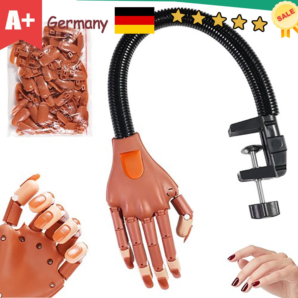 Nail Übungshand Holz Finger Tischhalter beweglich Silikon Trainer Modellierhand