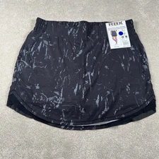 RBX Stretch Skort Inner Shorts Tulip Hem Marble Black/Gray Athleisure Large NWT