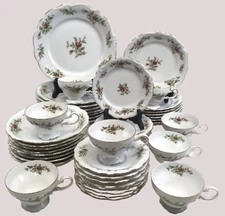 Johann Haviland 'Mose Rose' China Set, Service for 8, 48-Piece Set Bowls Plates+