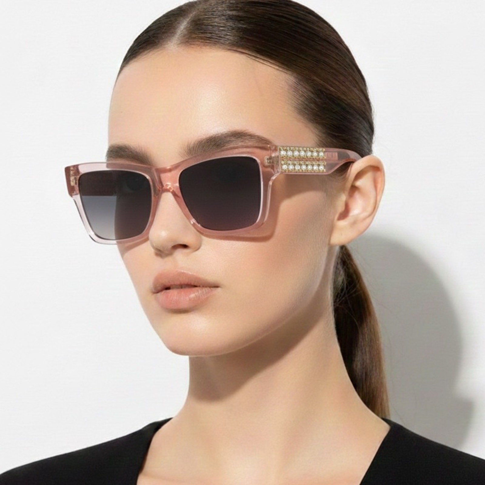 New! Givenchy Transparent Pink Sunglasses with Crystals, GV40076I 72B, Authentic thumbnail 2